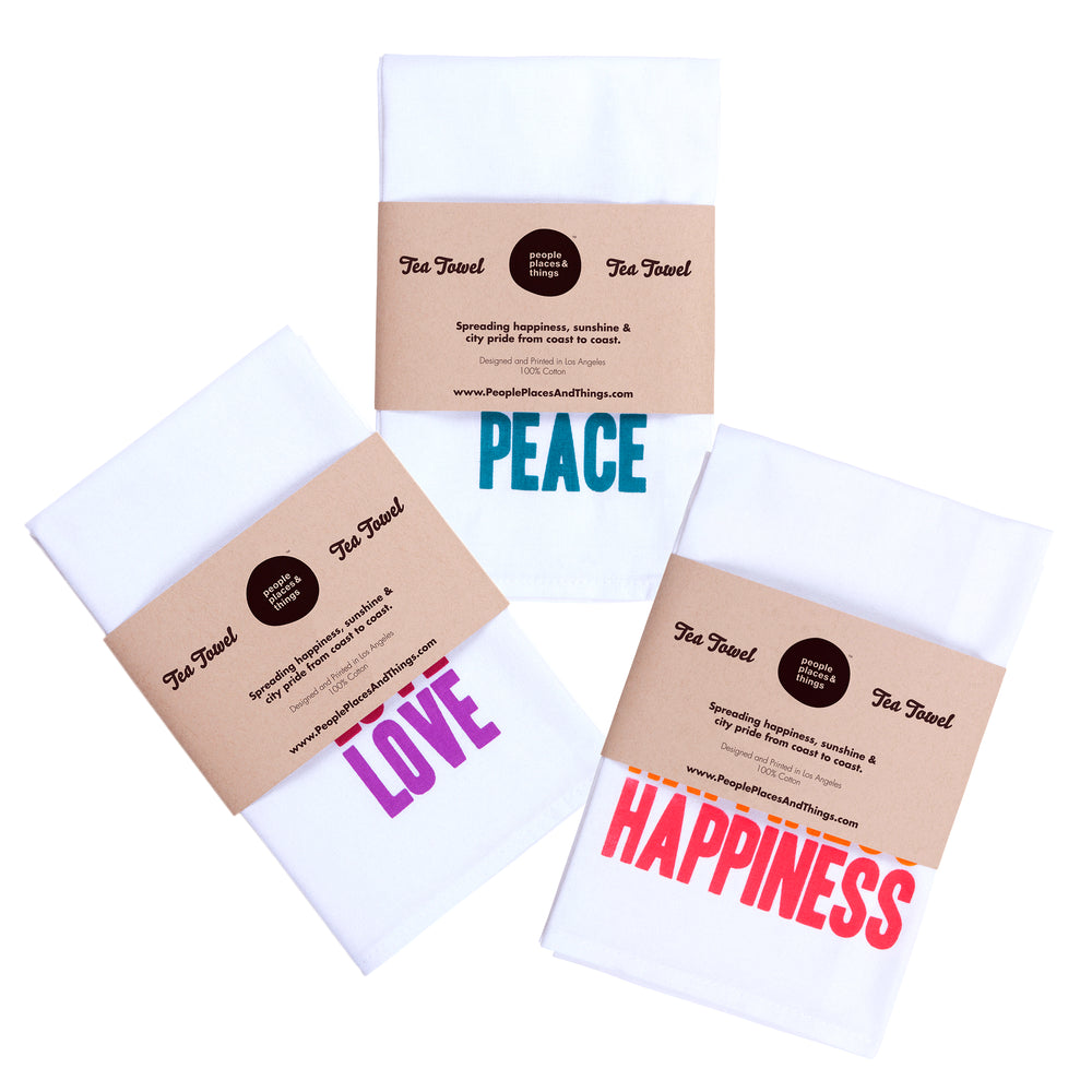 Summer of Love/Monterey Pop - Peace, Love & Happiness TeaTowel Set of 3