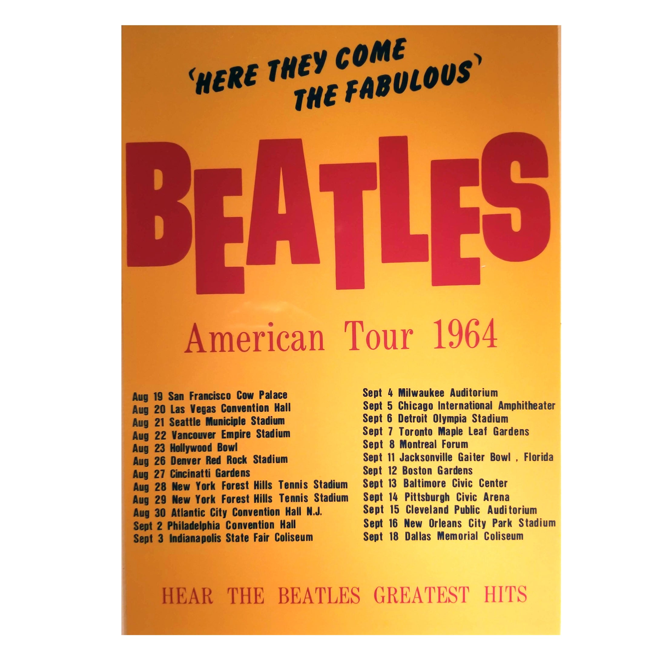 SOLD OUT! The Beatles Collectible - American Tour 1964 Ticket Collage Framed 26 x 32