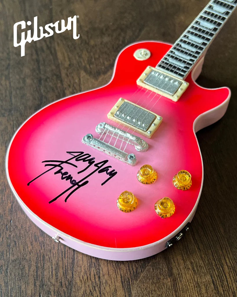 Twisted Sister Collectible 2022 Jay Jay French Signed Real Gibson Les Paul Pinkburst 1:4 Scale Mini Guitar Model