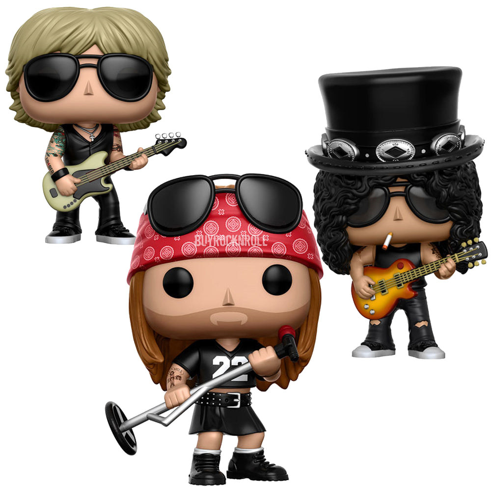 Guns N Roses Handpicked 2016 Funko Pop Axl Slash Duff Figure Set in Protector Displays