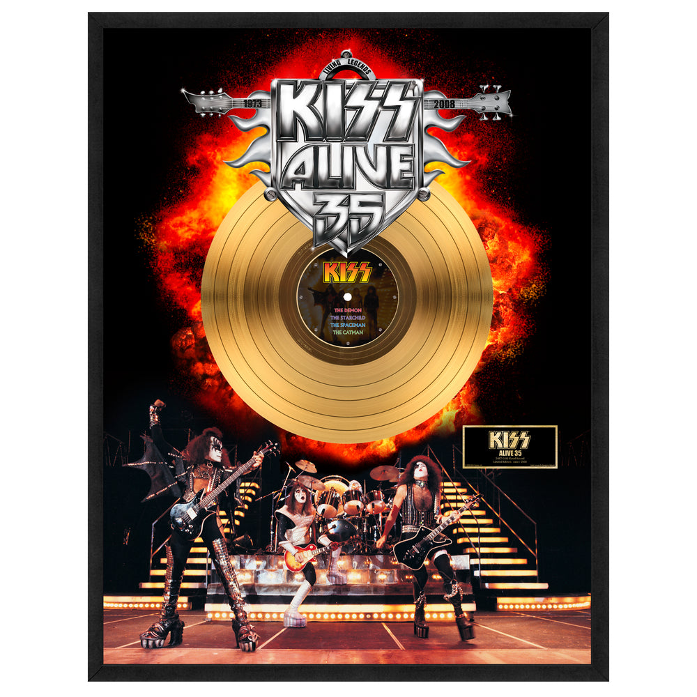 SOLD OUT! KISS Collectible: 2008 Alive 35 Tour Framed Gold Record LP & Artwork #849/2500