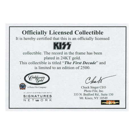 SOLD OUT! KISS Collectible - The First Decade Limited Edition 24 KT Gold Record LP #671