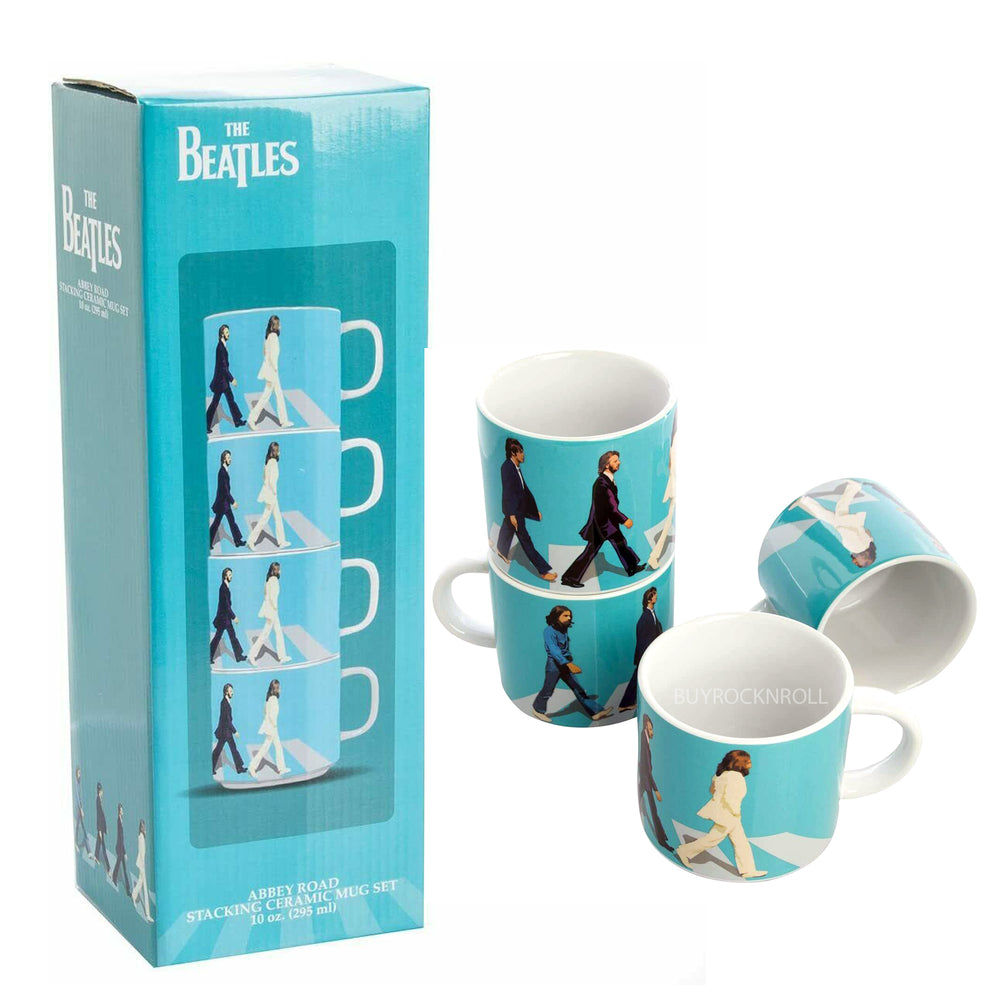 Rare Beatles Collectible 2017 Vandor Abbey Road Stacking Ceramic 10 oz Mug Set