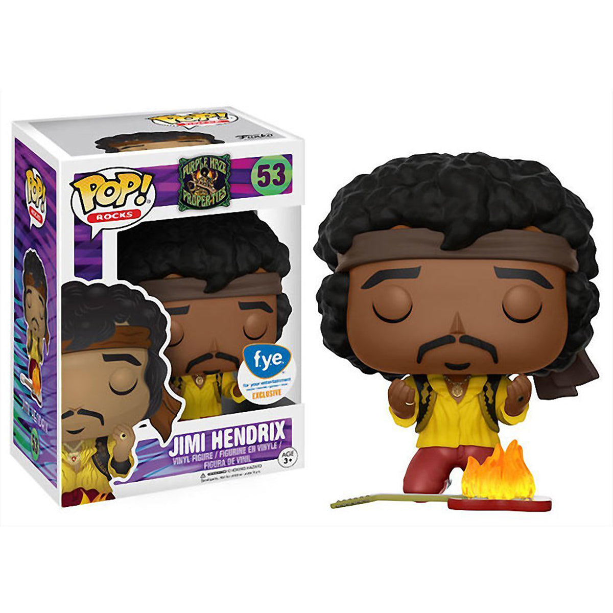 Jimi Hendrix Collectible 2017 Funko POP Rocks! FYE Exclusive Monterey Figure #53