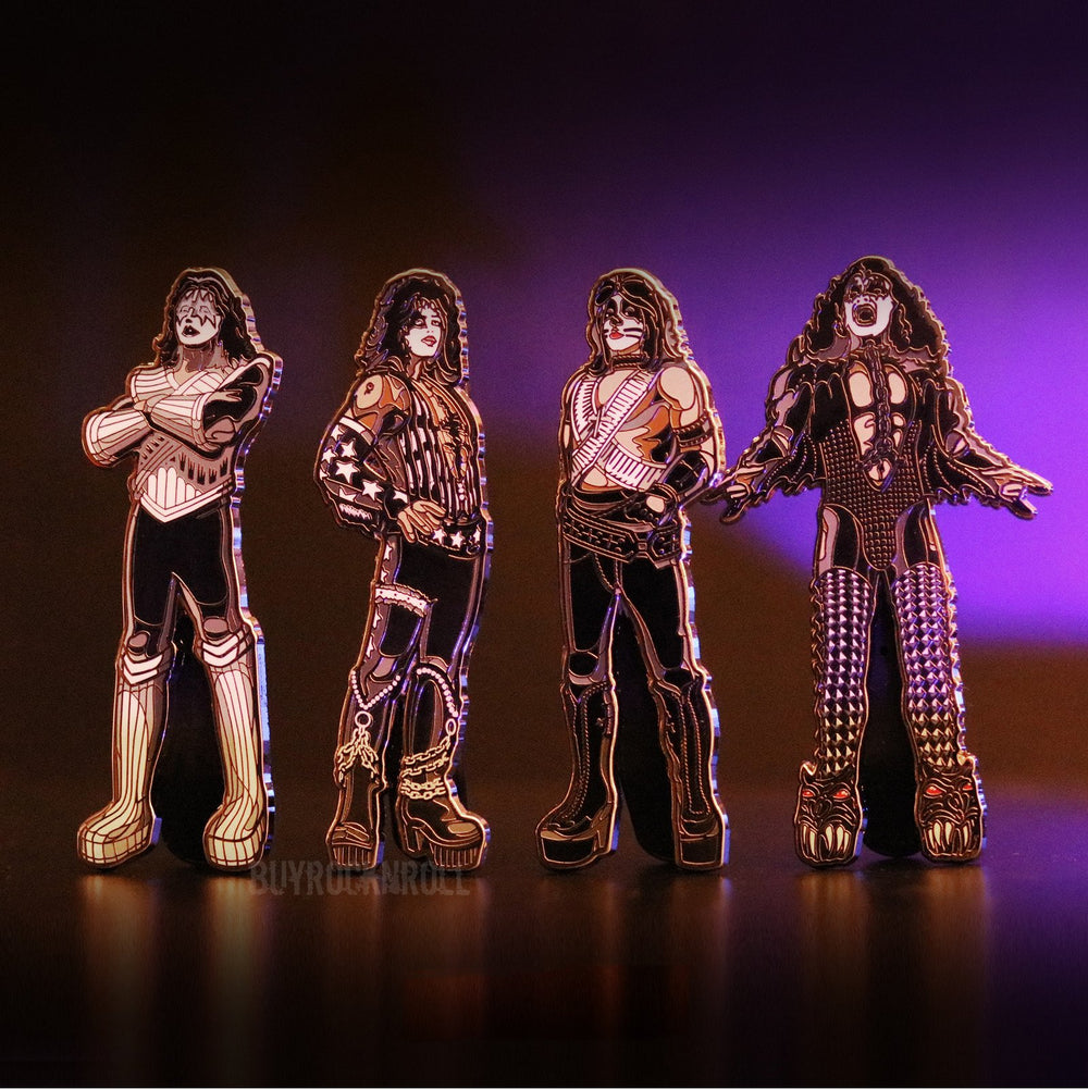 SOLD OUT! KISS Collectible 2017 FiGPiN Love Gun Enamel Figure Pin Set with Displays