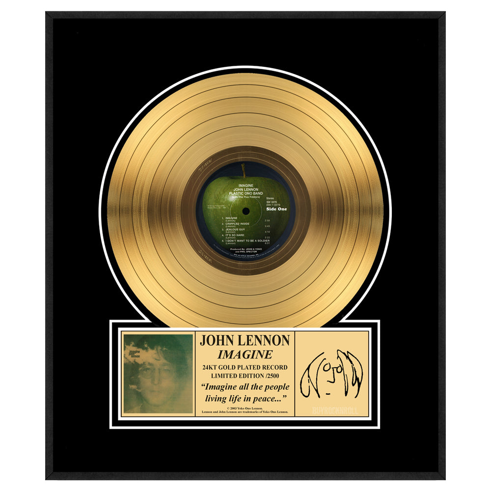 John Lennon Collectible 2020 Photo File Imagine Gold LP Framed Record #1583/2500