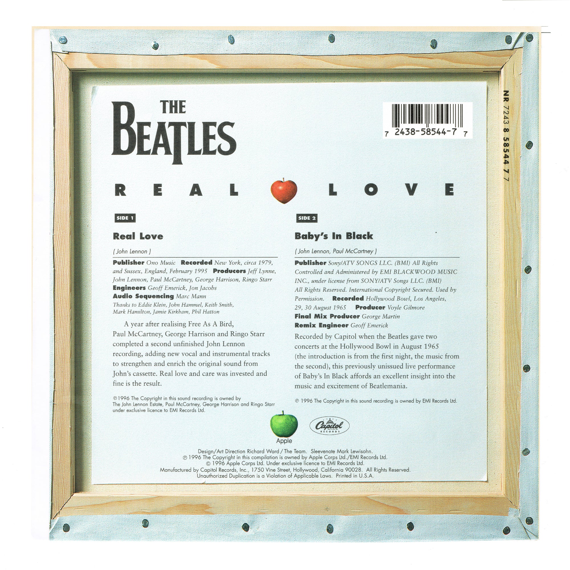 Beatles Record: 1996 Capitol REAL LOVE/ Baby's In Black 7
