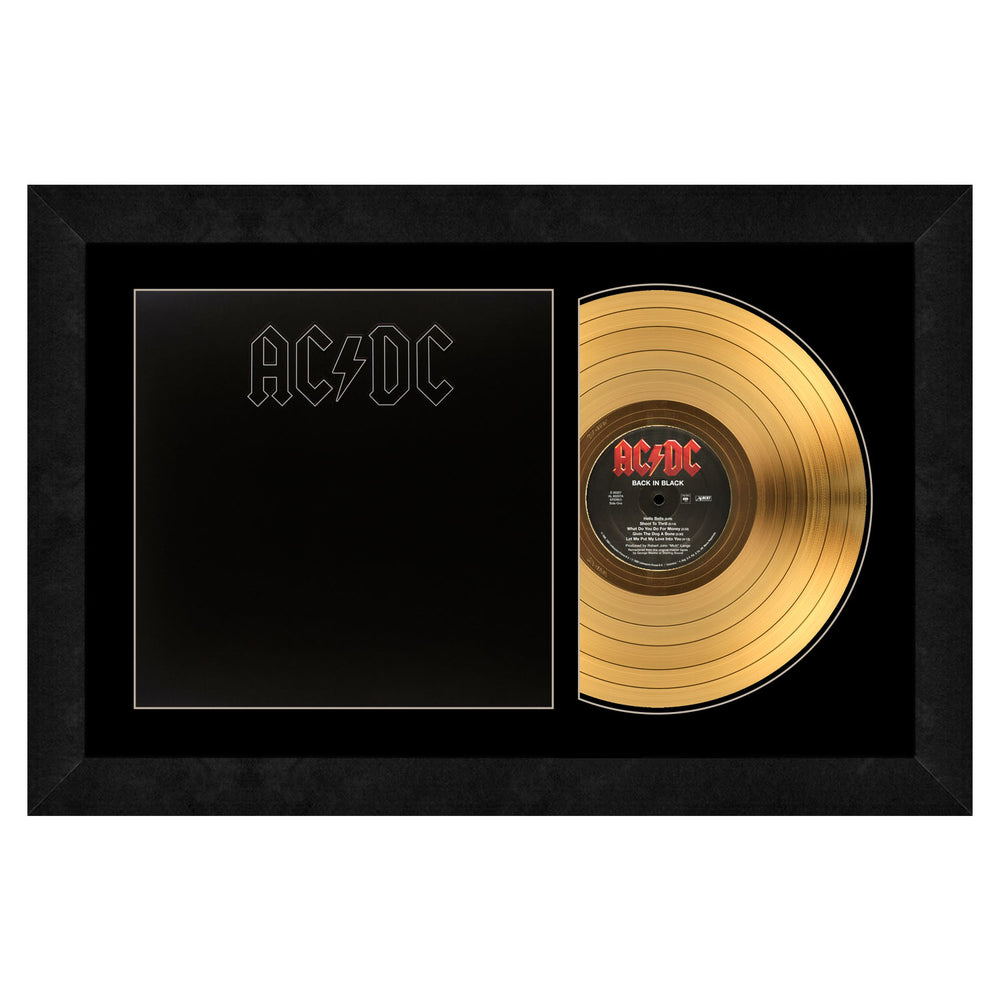 SOLD OUT! AC/DC Collectible: Back In Black Gold Record LP Album Framed 17" x 26"