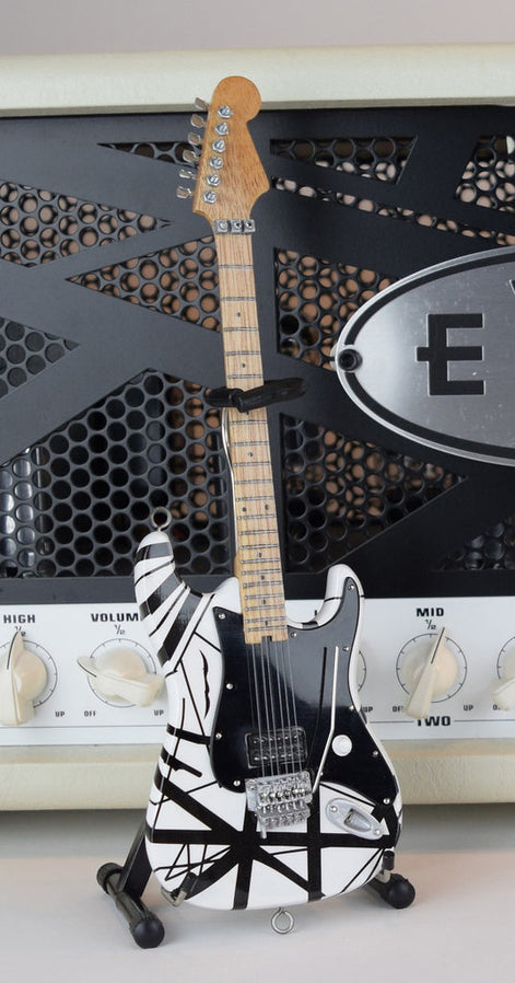Eddie Van Halen Collectible Black & White VH1 Eddie Van Halen Mini Guitar Replica