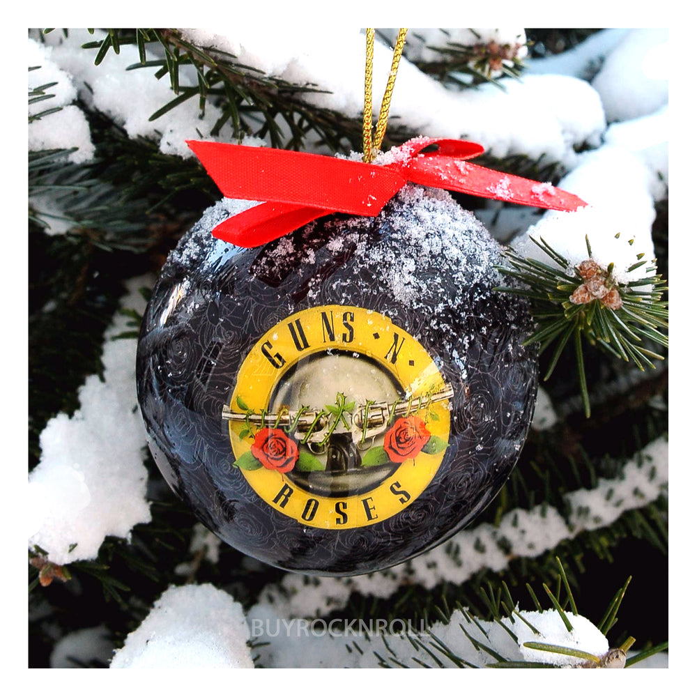 Guns N Roses Collectible 2014 GNR Roses & Pistols Logo Christmas Ornament in Gift Box