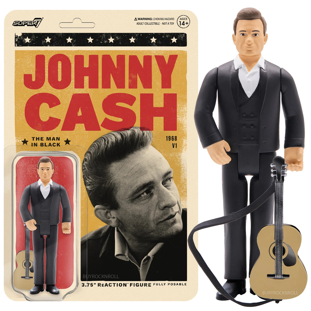 Johnny Cash Collectible Handpicked 2021 Super7 Johnny Cash Man In Black Reaction Figure