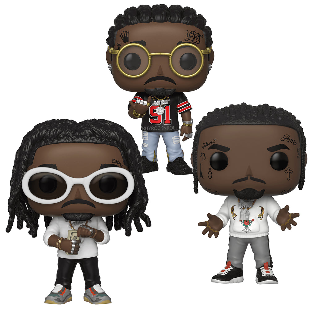 MIGOS 2020 Handpicked/Near Mint Funko POP Rocks Figure Set - Offset, Quavo, Takeoff - in Protectors