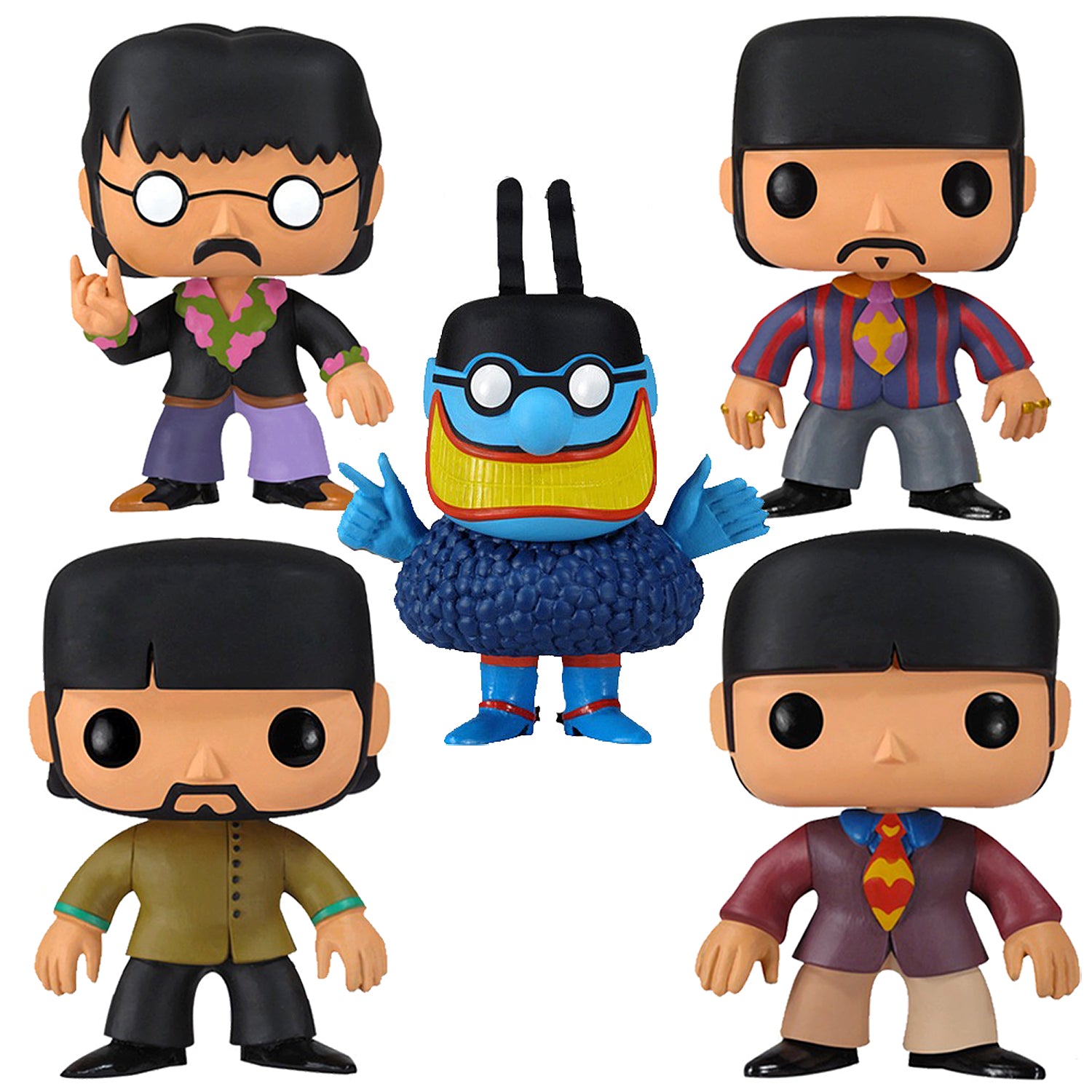 Rare Beatles Collectible 2012 Funko Pop! Rocks Yellow Submarine 5 Figure Set