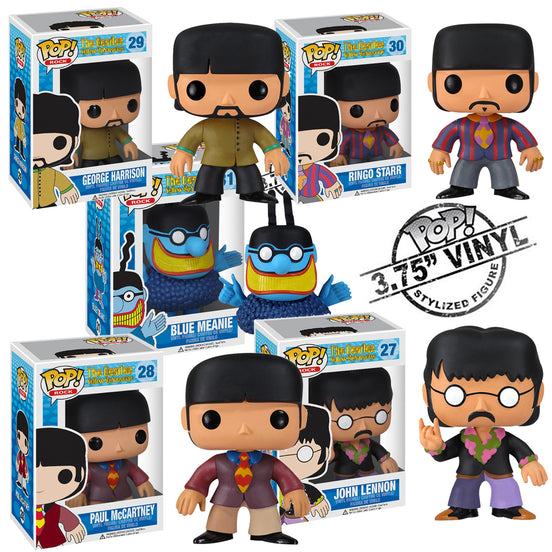 Rare Beatles Collectible 2012 Funko Pop! Rocks Yellow Submarine 5 Figure Set