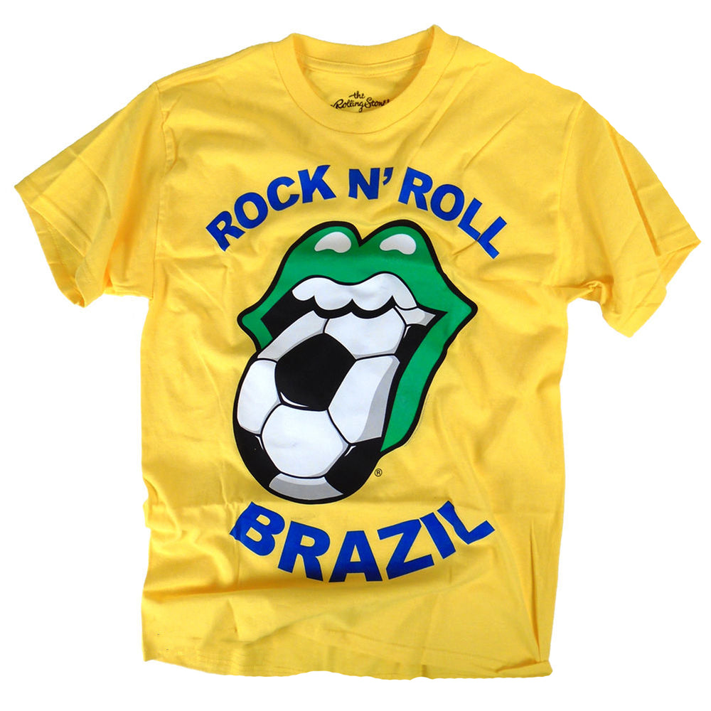 Rare Rolling Stones Collectible 2014 Rock N Roll Brazil Soccer Tongue T-Shirt - LG