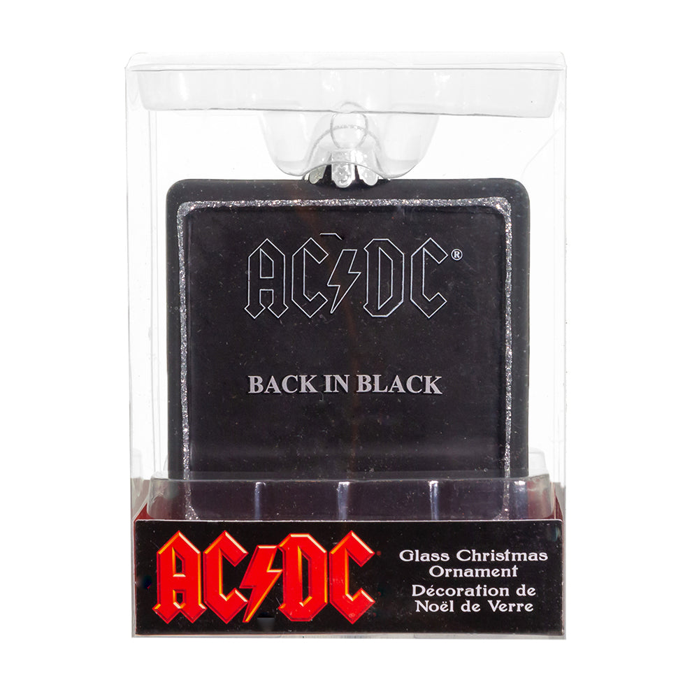 AC/DC Collectible 2021 Kurt Adler Glass Back In Black Album 3.5" Christmas Ornament - AC4212