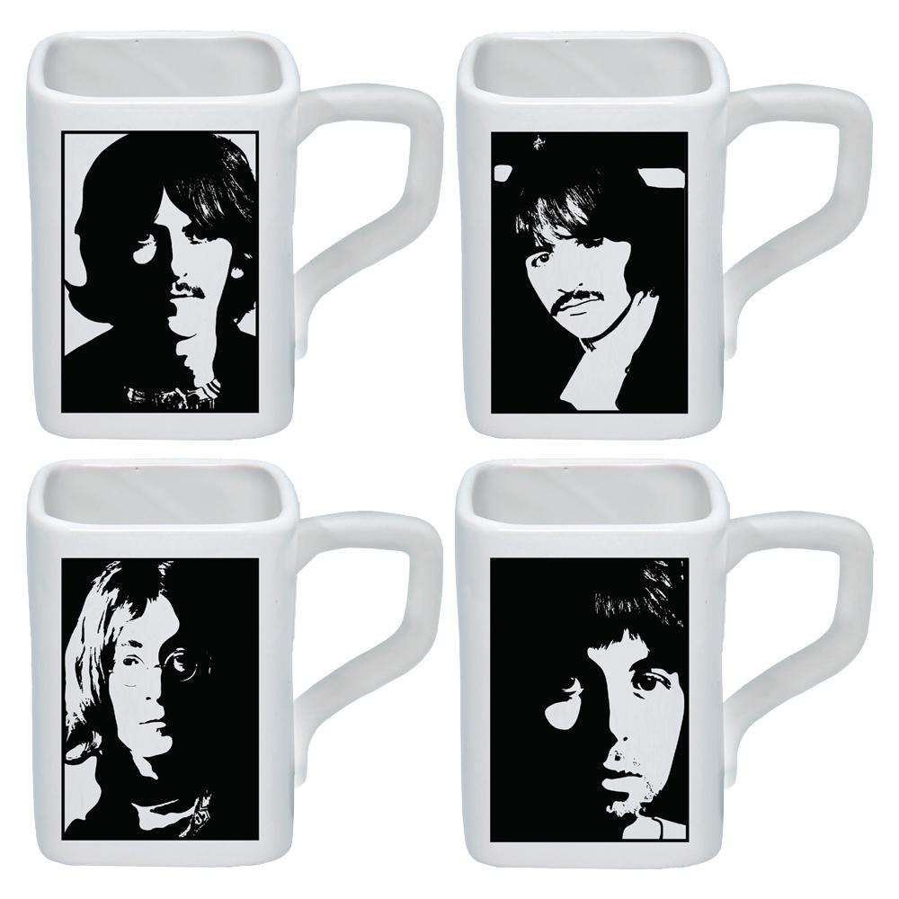 The Beatles Collectibles: 2019 White Album Square Ceramic 12 oz Mug Set of 4