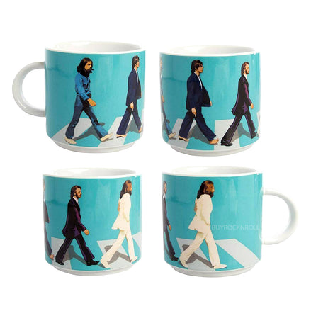Rare Beatles Collectible 2017 Vandor Abbey Road Stacking Ceramic 10 oz Mug Set