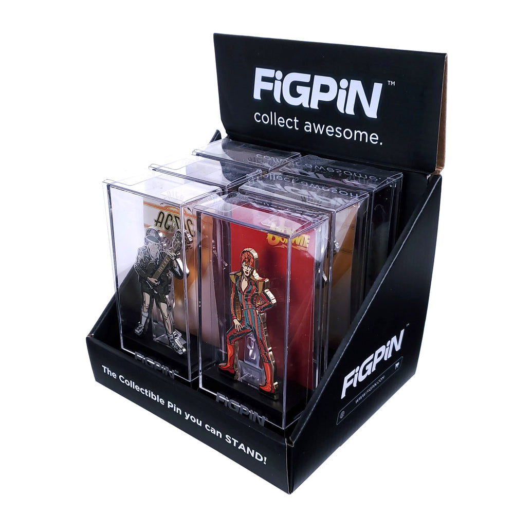 FiGPiN Collectors Retail Display Case - Holds 6 FiGPiNs (AC/DC KISS David Bowie)