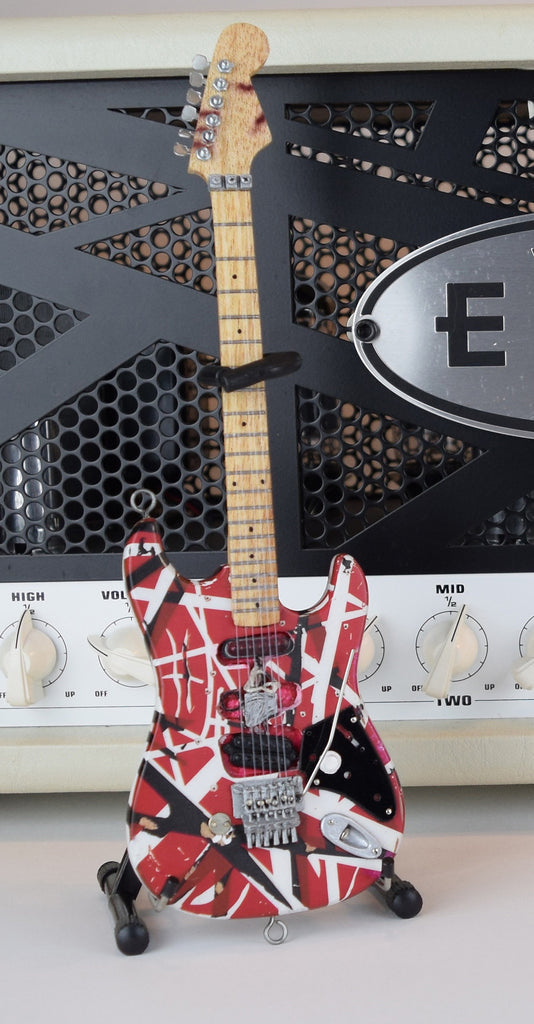 SOLD OUT! Eddie Van Halen Collectible Axe Heaven EVH "Frankenstein" Mini Guitar Replica in EVH Guitar Case