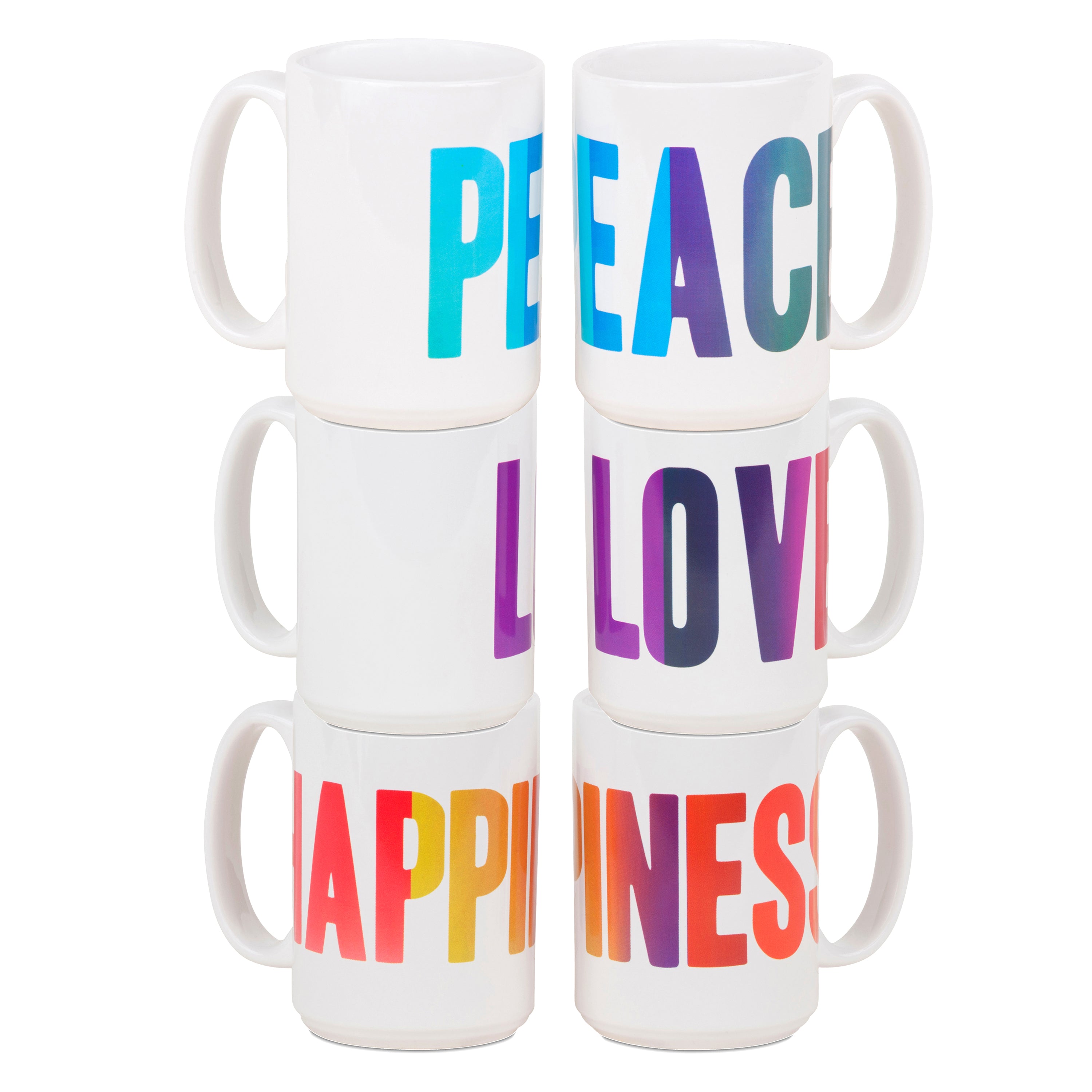 Summer of Love/Monterey Pop - Peace, Love & Happiness Mug Set of 3 (not 6)
