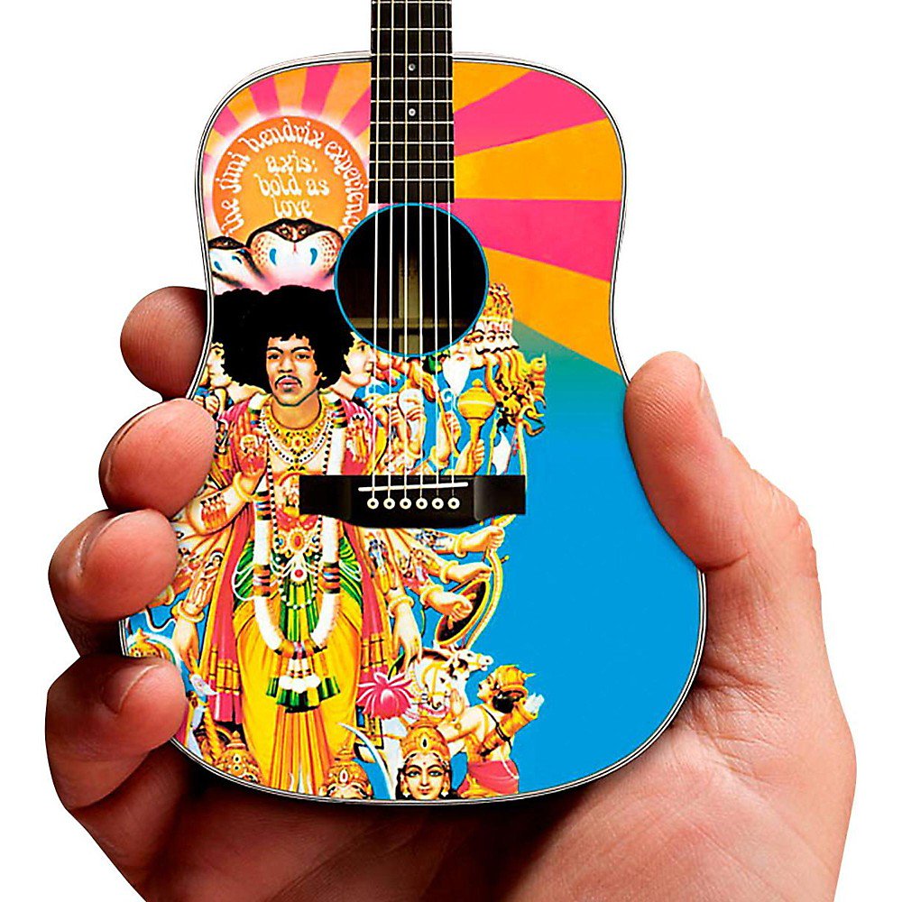 Axe Heaven Jimi Hendrix AXIS Bold As Love Mini Acoustic Guitar Model In Collectors Packaging.Sleeve