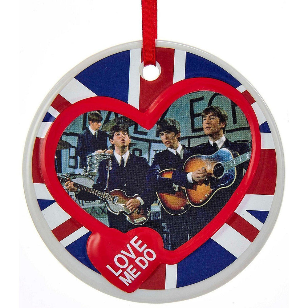 The Beatles Collectible 2012 Kurt Adler "Love Me Do" Porcelain Disc Christmas Holiday Ornament