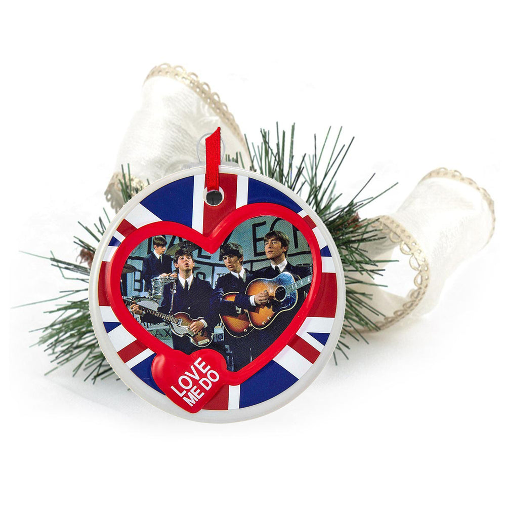 The Beatles Collectible 2012 Kurt Adler "Love Me Do" Porcelain Disc Christmas Holiday Ornament