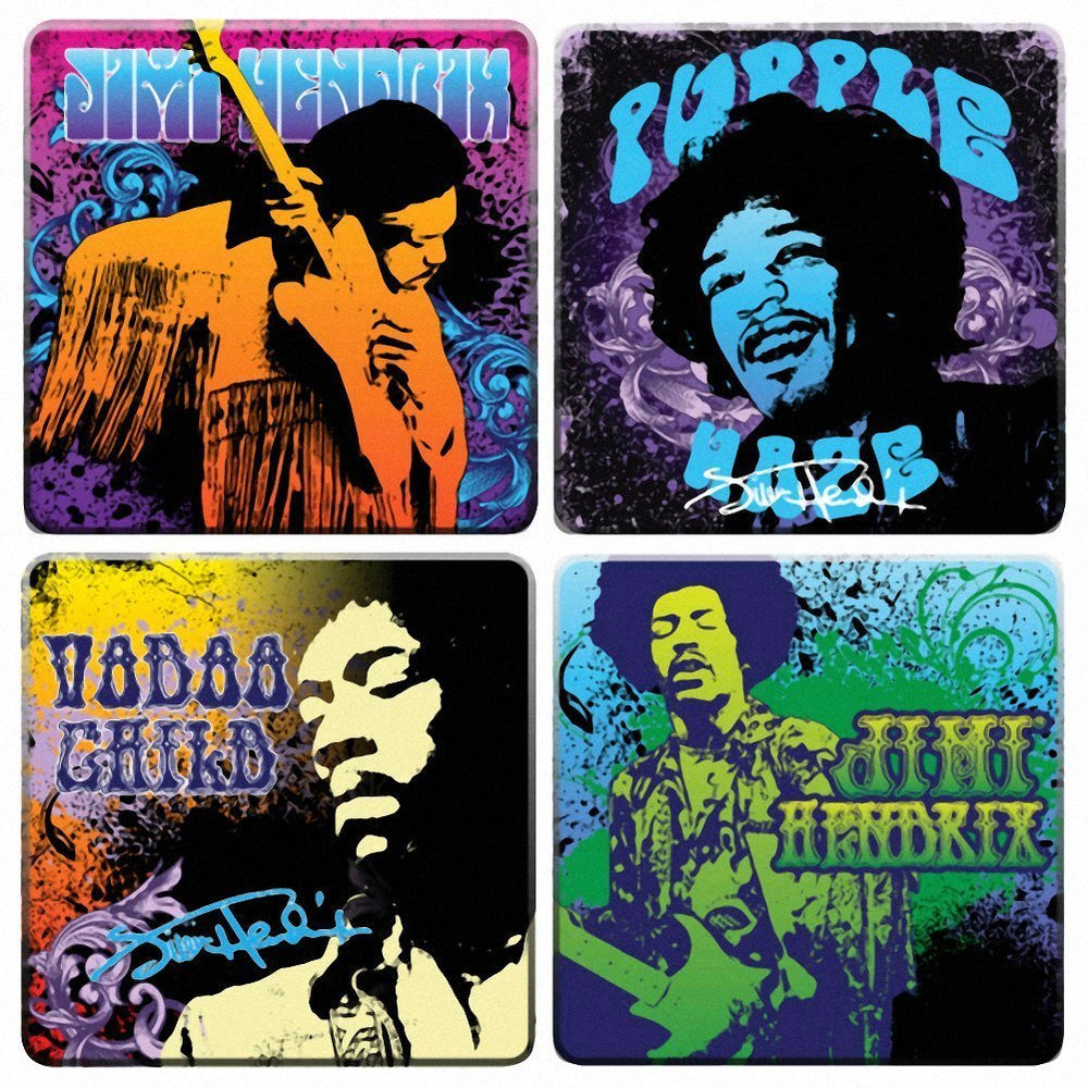 Jimi Hendrix Collectible: 2011 Vandor Iconic Figure Wood Coaster Set