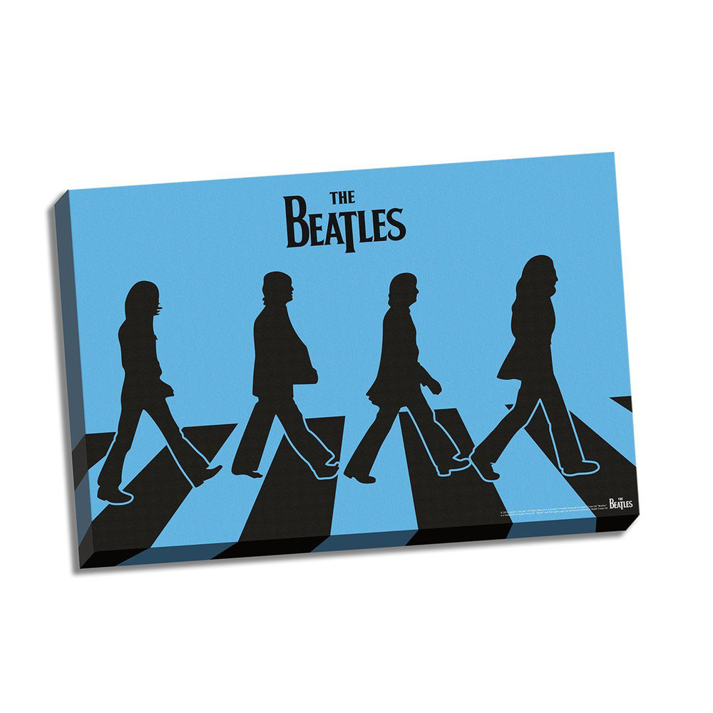 Beatles Collectible Abbey Road LP Blue Silhouette Zebra Graphic Stretch Canvas 24x36