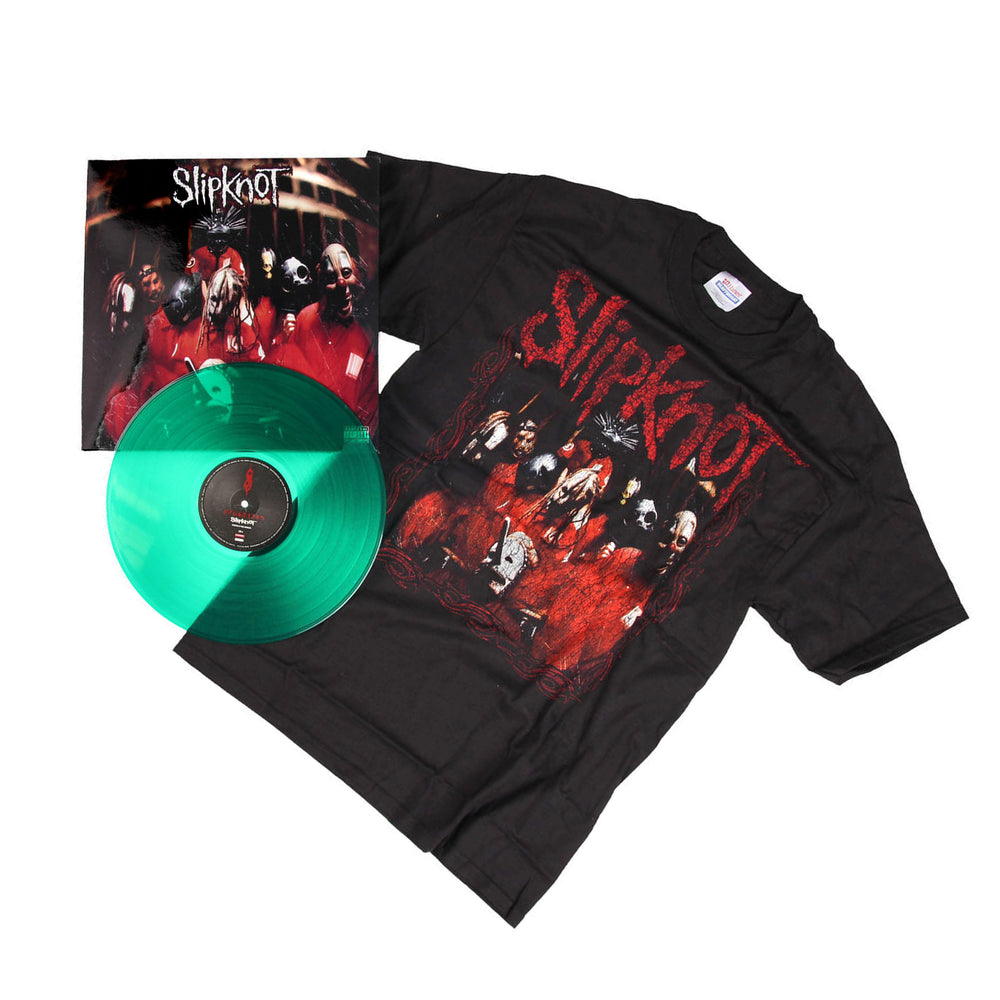 Rare Slipknot Collectible 2009 Road Runner Records Green Vinyl LP Debut Album T-Shirt Box Set - LG