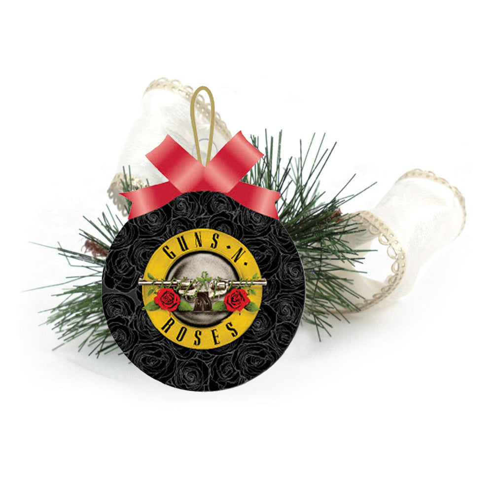 Guns N Roses Collectible 2014 GNR Roses & Pistols Logo Christmas Ornament in Gift Box